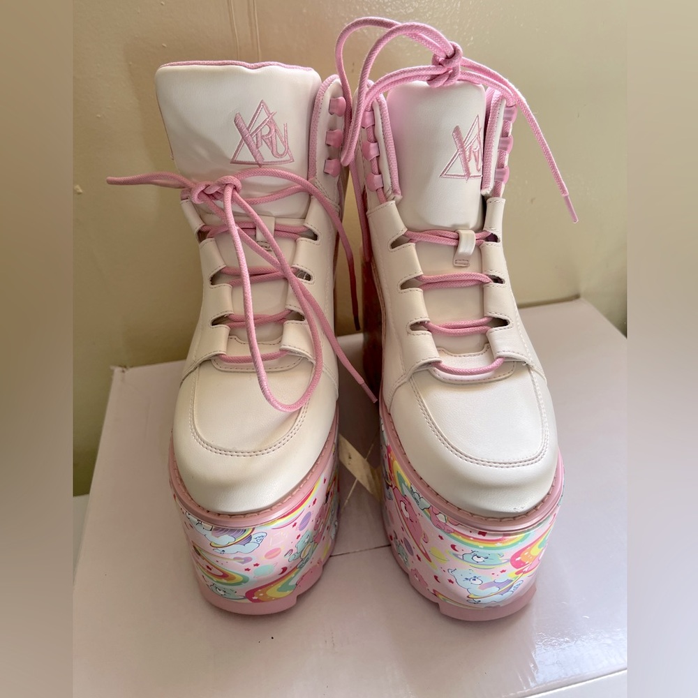 Exclusive, dolls kills, Care-bear platform shoes.